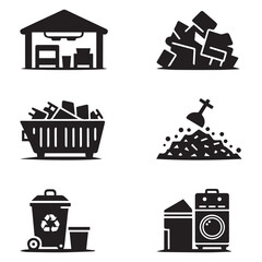  Junk removal silhouettes set