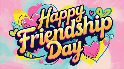 Obraz premium Happy friendship day greeting card vector art illustration for a colorful friendship day celebration design