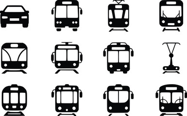 Urban Transit Power: Striking Public Transportation Vector Icons