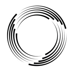 Spiral swirls speed circular symbol twisted on white background