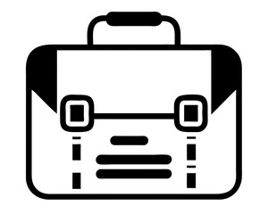 Black silhouette vector icon depicting a business briefcase for finance and work concepts