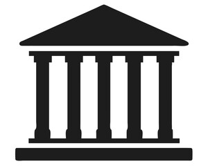 Fototapeta premium Classic architectural design flat vector icon depicting a bank building with columns