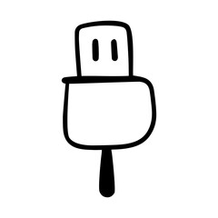 Obraz premium USB cable doodle vector icon