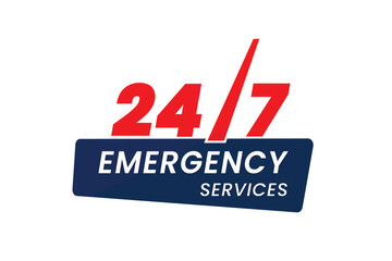 24/7 hours emergency service red and blue colour

