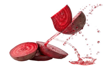 A red glass of sweet wine and a fresh glass of water sit beside a heart-shaped slice of pink watermelon, all isolated on a white background