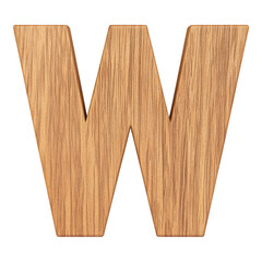 Wooden Letter W in a Rustic Style Ideal for Interior Design Decor Isolated on transparent background