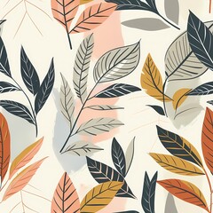 Colorful leaves and berries create a lively pattern.