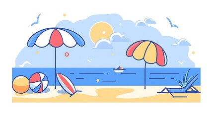 Beach Summer Vacation Scene.