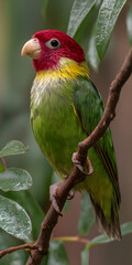 Obraz premium Vibrant Parrot Perched Amidst Lush Tropical Foliage