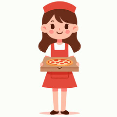illustration of person holding a pizza