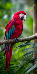 Obraz premium Vibrant Parrot Perched in Tropical Paradise