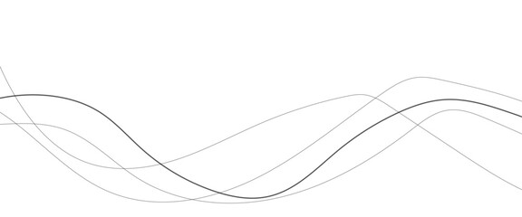 Thin wavy line abstract background. Wavy line horizontal divider outline minimalist background. Abstract black lines wave curve motion on white background. Vector Illustration. 