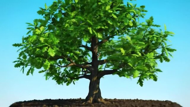 A seed growing into a full grown tree animation
