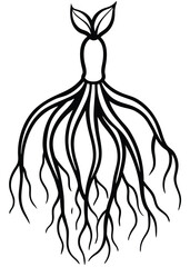 Organic Ink Roots Vector on White Background