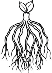 Organic Ink Roots Vector on White Background