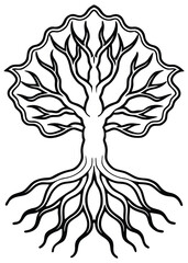 Abstract Tree Roots Icon on White Background