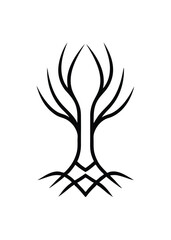 Abstract Tree Roots Icon on White Background