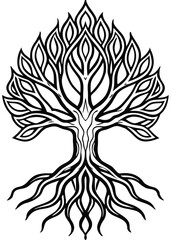 Abstract Tree Roots Icon on White Background
