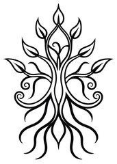 Artistic Root Flourish on White Background