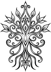 Artistic Root Flourish on White Background