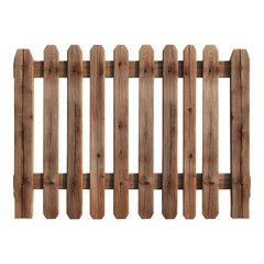 Wooden Fence Panel with Rustic Texture for Landscaping Projects Isolated on transparent background