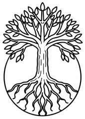 Clean Line Tree Root Icon on White Background