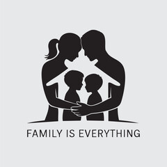 Silhouette illustration of a family embracing and expressing the importance of family