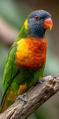 Obraz premium Vibrant Tropical Parrot Perched on a Branch