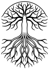 Exposed Tree Roots Icon on White Background