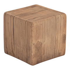 Wooden Cube Block with Textured Finish for Creative Design Use Isolated on transparent background