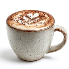 Obraz premium Aromatic Cappuccino in Rustic Mug Coffee Drink with Latte Art