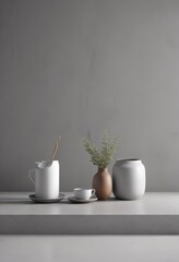 Fototapeta premium Simple gray scene, soft shadows enhance product detail , showcase, visual, clean