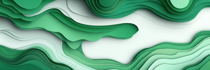 Abstract layered green shapes