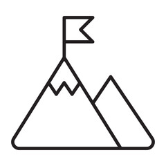 Target achievement icon. Mountain peak target icon. Icon symbol of goal, success, aim, win, victory. Vector illustration.