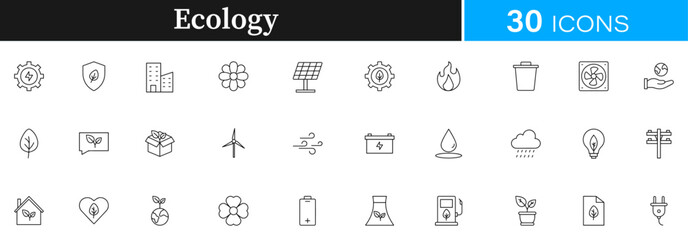 Ecology, energy icon pack | Detailed Outline | Editable Stoke 30 icon | Victor illustrator.