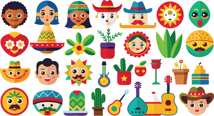 Fototapeta premium Mexican Culture Inspired Cinco De Mayo Vector Graphics For Holiday Designs