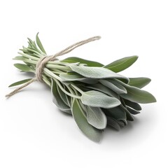 Fresh Sage Bunch with White Background.