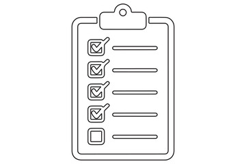 Continues line art illustration of a Checklist Clipboard icon vector illustration
