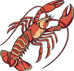 Colored Lobster Design Illustration. Artistic Lobster Design Graphic. Bright Lobster Design Art. Lobster Design with Colorful Style