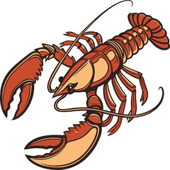 Colored Lobster Design Illustration. Artistic Lobster Design Graphic. Bright Lobster Design Art. Lobster Design with Colorful Style