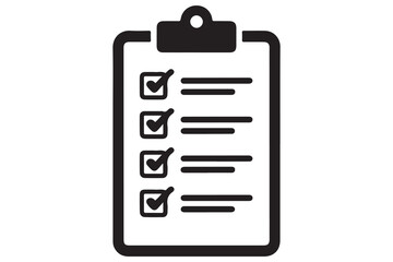 Simple black and white checklist clipboard silhouette icon
