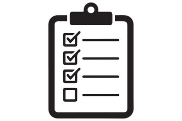 Simple black and white checklist clipboard silhouette icon
