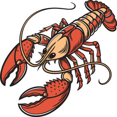 Colored Lobster Design Illustration. Artistic Lobster Design Graphic. Bright Lobster Design Art. Lobster Design with Colorful Style