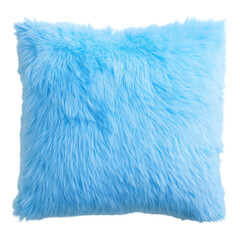 Soft Blue Faux Fur Pillow for Cozy Home Decor and Relaxation Isolated on transparent background