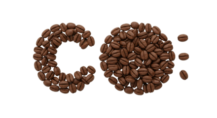 Coffee beans spell CO against black