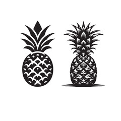 Fototapeta premium Pineapple Silhouette Vector SetBlack and White Pineapple IconsVector Pineapple Outline Collection