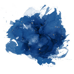 blue brush strokes, abstract watercolour liquid smudge paint, white backdrop, isolated object, png file 