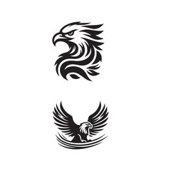 Eagle set Silhouette Vector Set Black and White Eagle Illustration Vector Flying Eagle Outline Collection