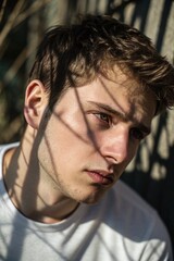 Portrait of a Young Man with Confident Expression and Natural Lighting