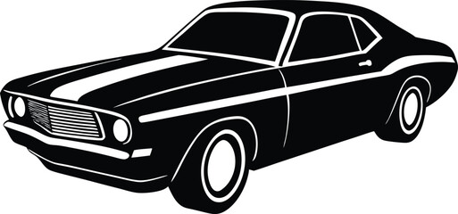 50s luxury car vector silhouette - iconic design, EPS JPEG PNG